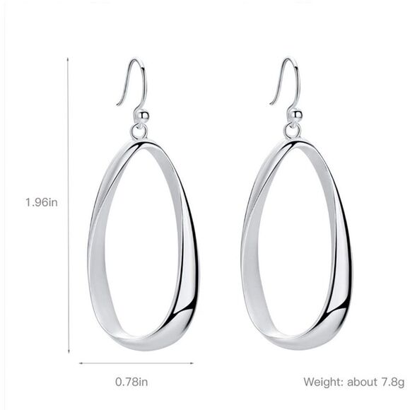 NEW Sterling Silver oval twist Hoop Earrings - Picture 3 of 6